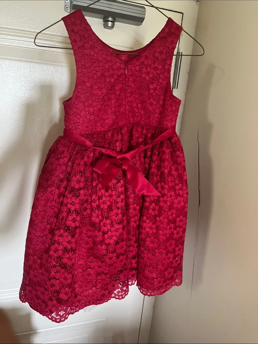 American Princess Red Lace Flower Waistband Party Dress